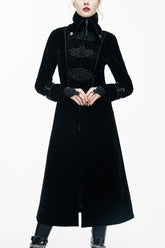 Black Retro Stand Collar Stage Costume Women's Gothic Coat
